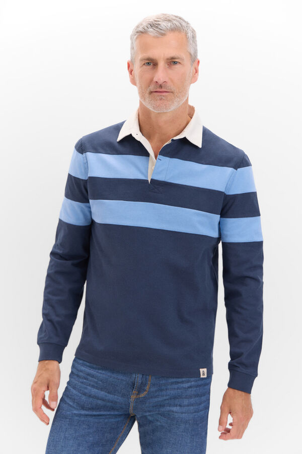 Cortefiel Polo branco riscas azuis Azul