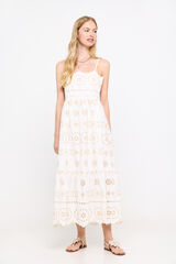 Cortefiel Vestido algod&oacute;n bordado. Blanco