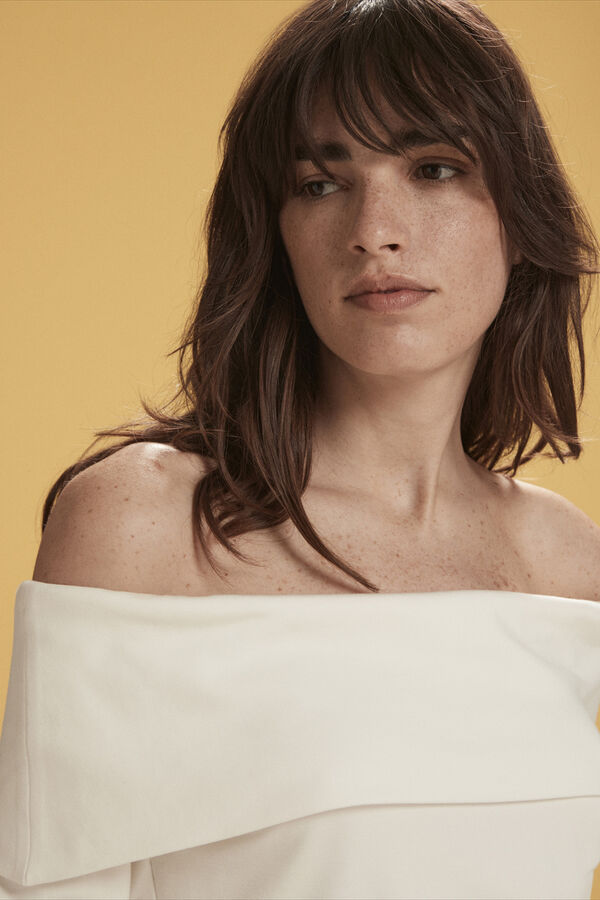 Selected Femme Top de manga comprida e ombros descobertos confecionado com viscose Ecovero.  Branco