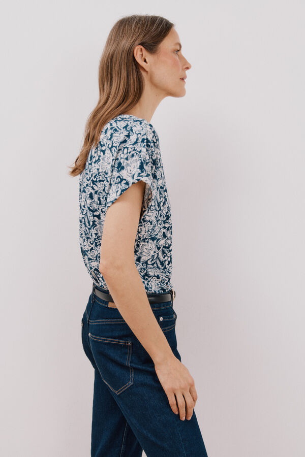 Cortefiel Top estampado com bico Azul