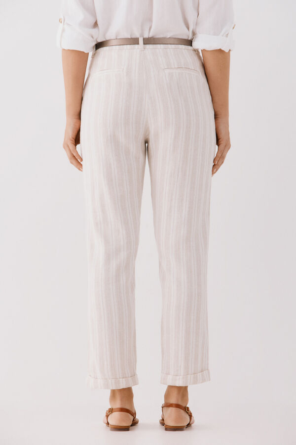 Cortefiel Pantalón de lino Estampado beige
