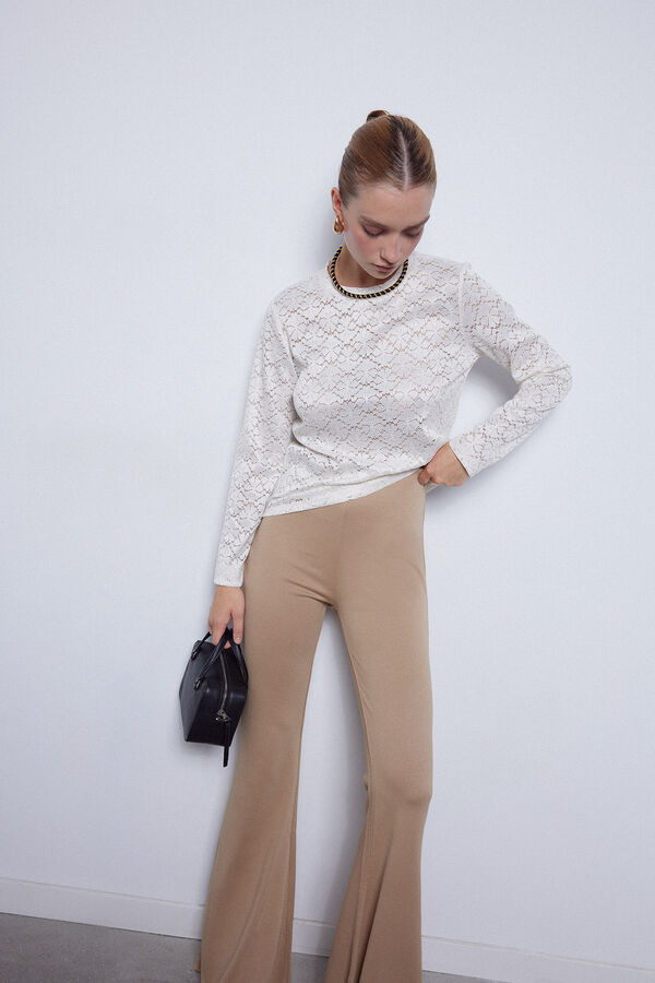 Slowlove Cal&ccedil;as &agrave; boca de sino de malha Tostado