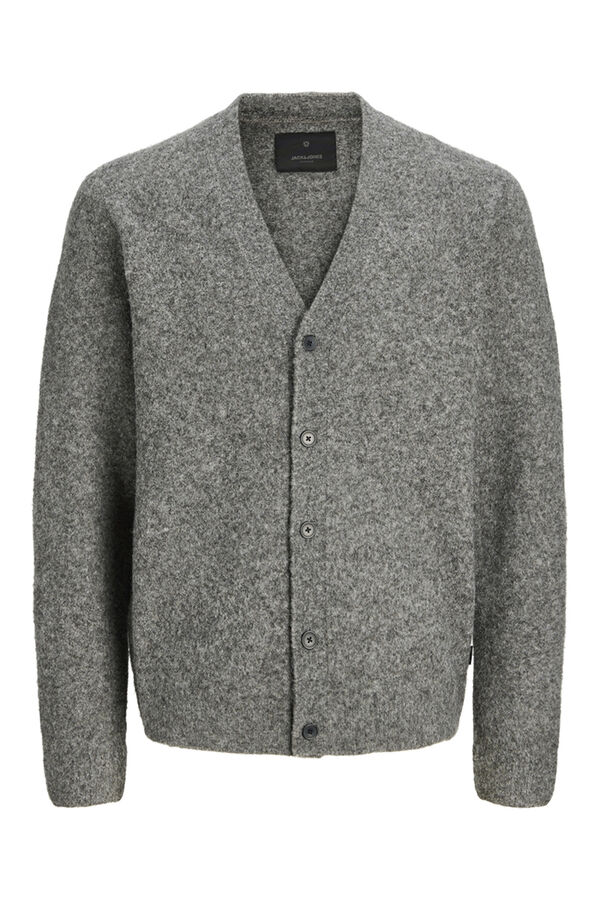 Jack & Jones Casaco de malha b&aacute;sico de malha liso Cinzento