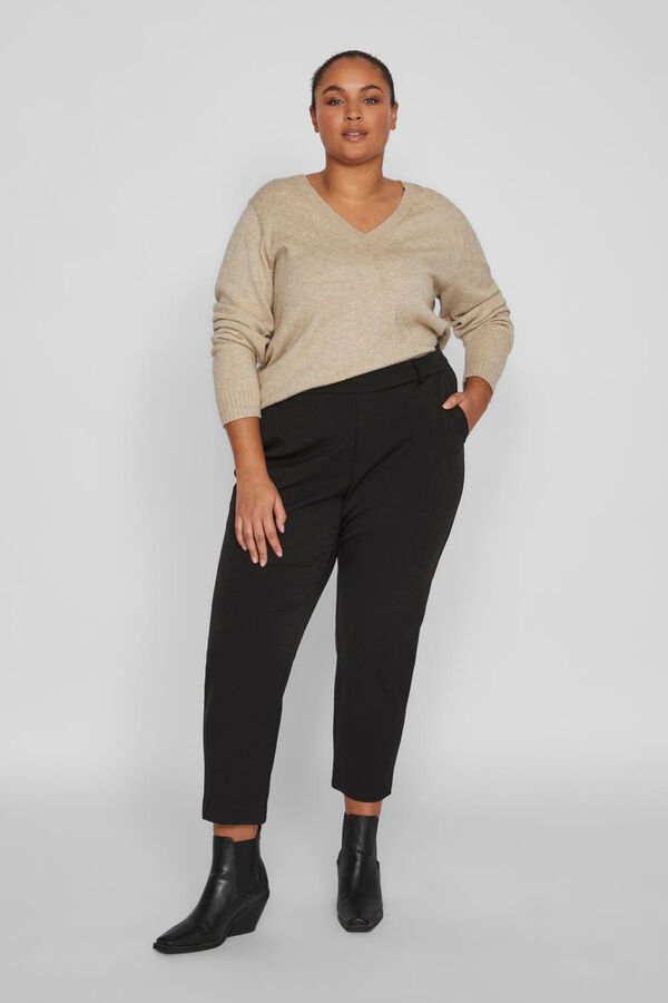 Evoked by Vila Pantal&oacute;n de vestir capri cintura alta curvy Negro