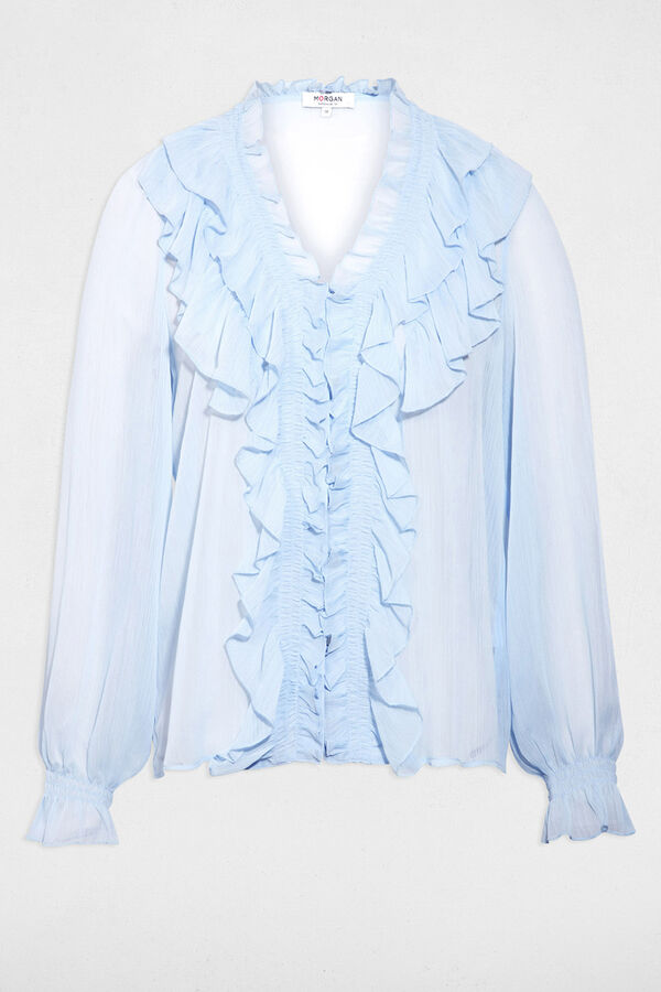 Morgan Camisa fluida con cuello en v Azul
