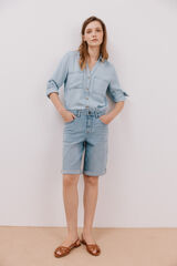 Cortefiel Bermuda vaquera b&aacute;sica Azul