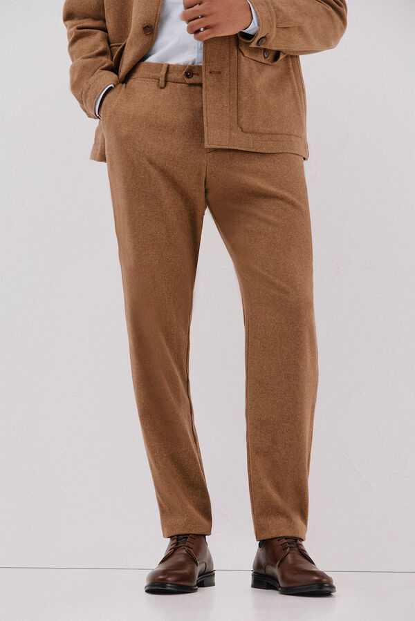 Cortefiel Pantal&oacute;n lana camel Camel
