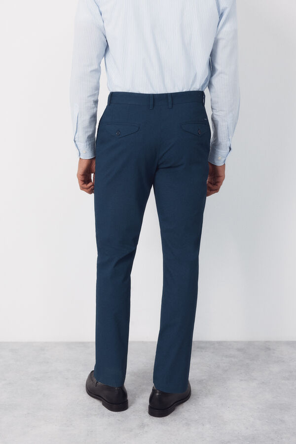 Cortefiel Cal&ccedil;as chino microprint regular leves Azul