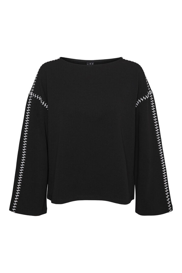 Vero Moda Curve Top com detalhe de costuras de tamanho grande Preto