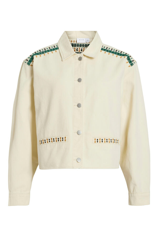 Vila Chaqueta cazadora vaquera con bordados Beige