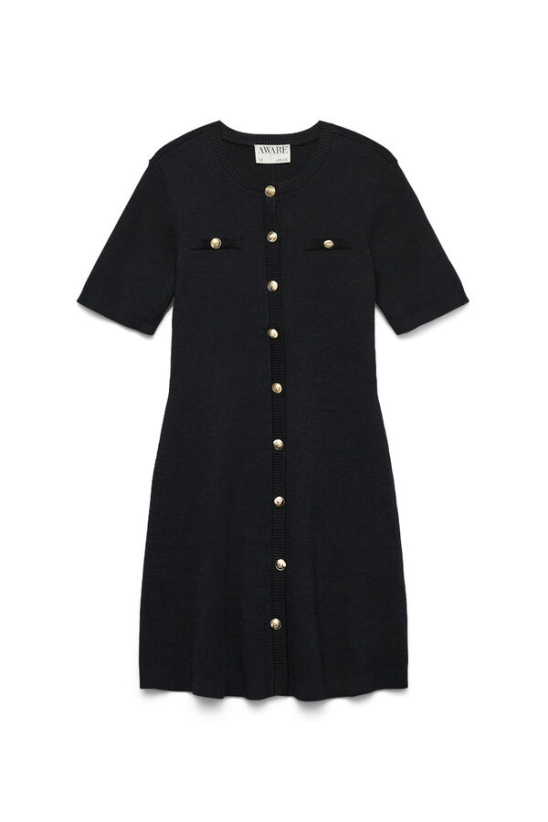 Vero Moda Vestido curto de malha com bot&otilde;es dourados Preto
