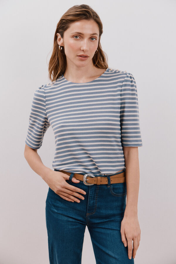 Cortefiel Camiseta estructura rayas Azul