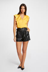Morgan Short ajustado cuero sint&eacute;tico Negro