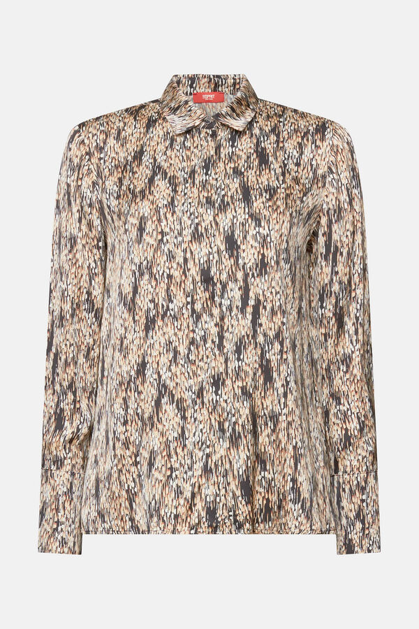 Esprit Camisa satinada estampada viscosa Estampado gris