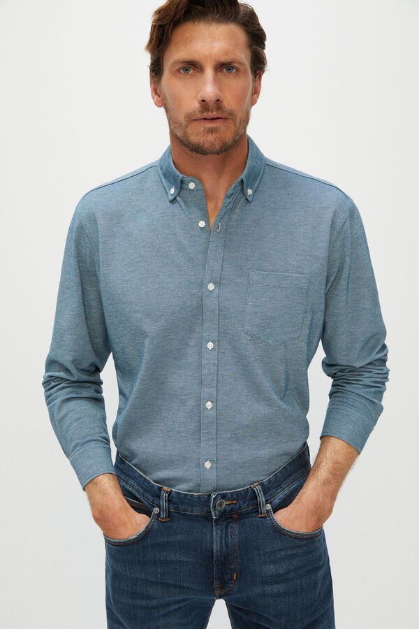 Cortefiel Camisa manga larga Azul marino
