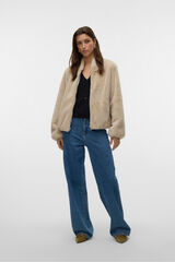 Vero Moda Bomber efecto pelo Beige