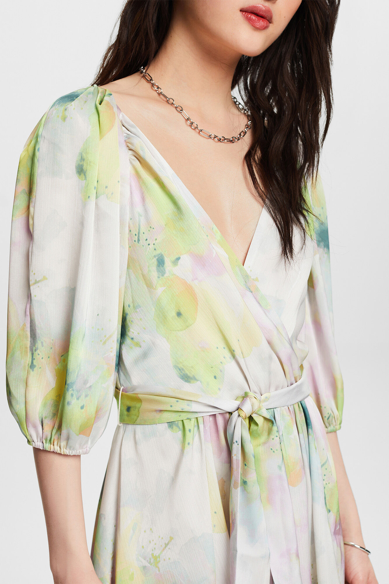 Esprit Vestido largo estampado manga 3/4