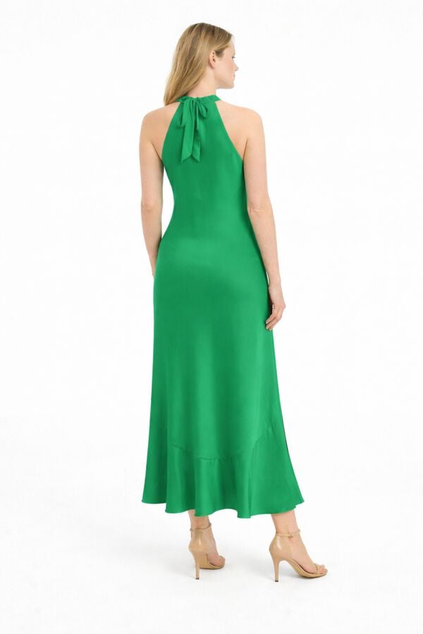 Vila Vestido de festa acetinado gola halter Verde