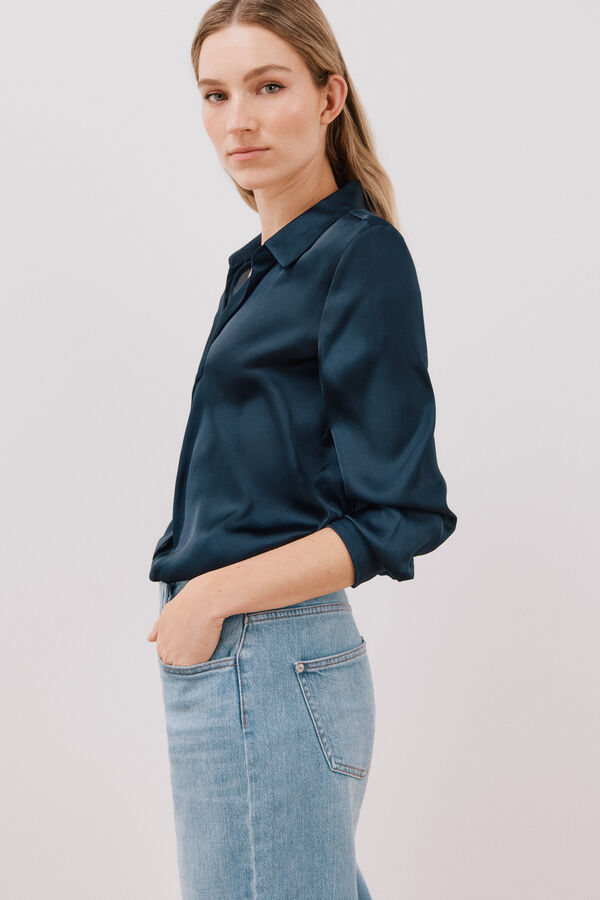 Cortefiel Camisa acetinada Azul