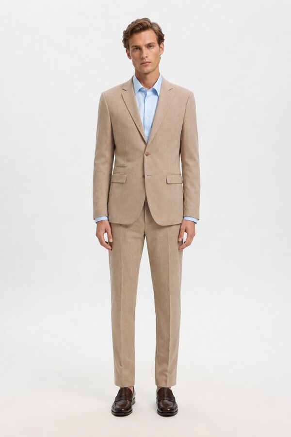 Selected Cal&ccedil;as de fato Slim Fit Castanho