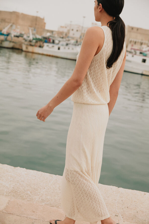 Selected Femme Falda Midi de punto ligero confeccionada con lino, algodón orgánico y Tencel. Gris