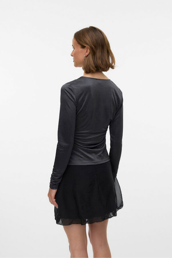 Vero Moda Top de manga larga tejido metalizado Gris oscuro