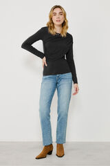 Vila Top de manga larga con detalle drapeado Negro