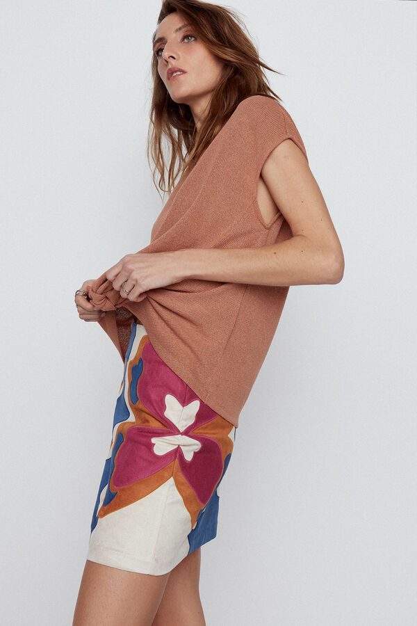 Slowlove Falda Patchwork mariposa Azul oscuro