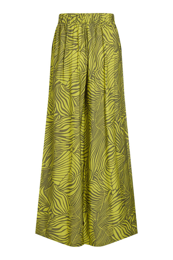 Vila Pantal&oacute;n ancho estampado tropical con viscosa Verde