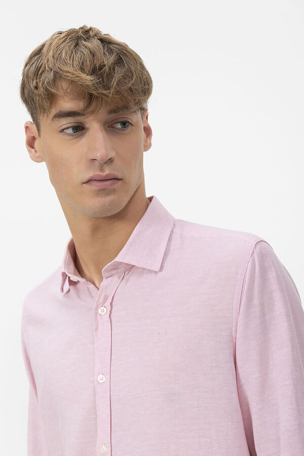 elPulpo Camisa de gola italiana com linho Subiu