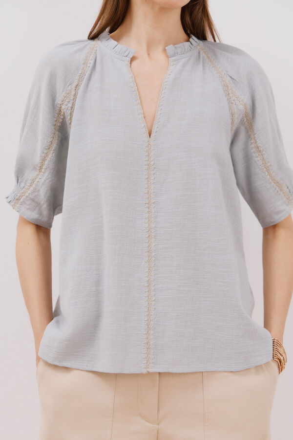 Cortefiel Blusa manga corta Azul