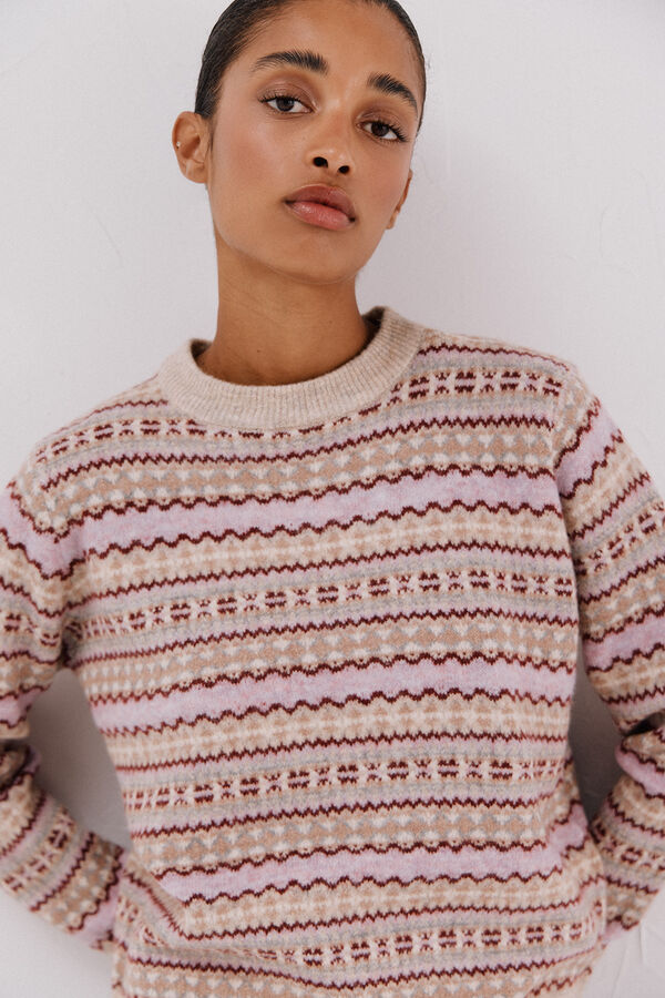 Cortefiel Jersey punto grecas Beige