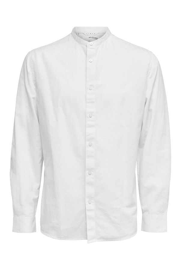 Selected Camisa de lino cuello mao Blanco