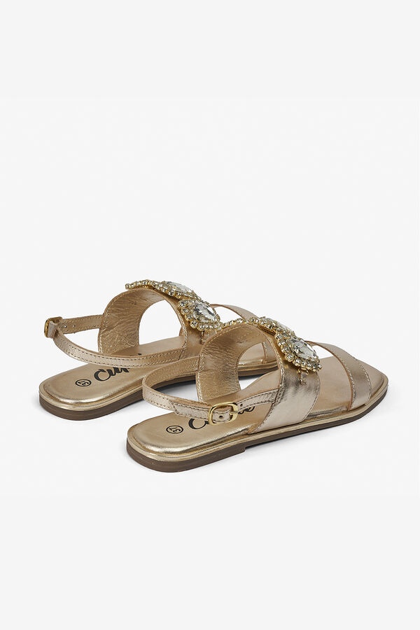 Cupl&eacute; Sandalia joya piel oro Amarillo