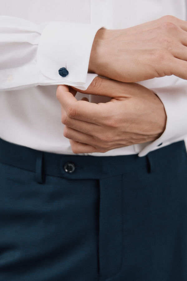 Cortefiel Camisa g&eacute;meos lisa f&aacute;cil de engomar Branco