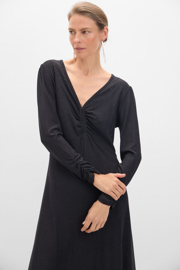 Cortefiel Vestido de lurex Preto