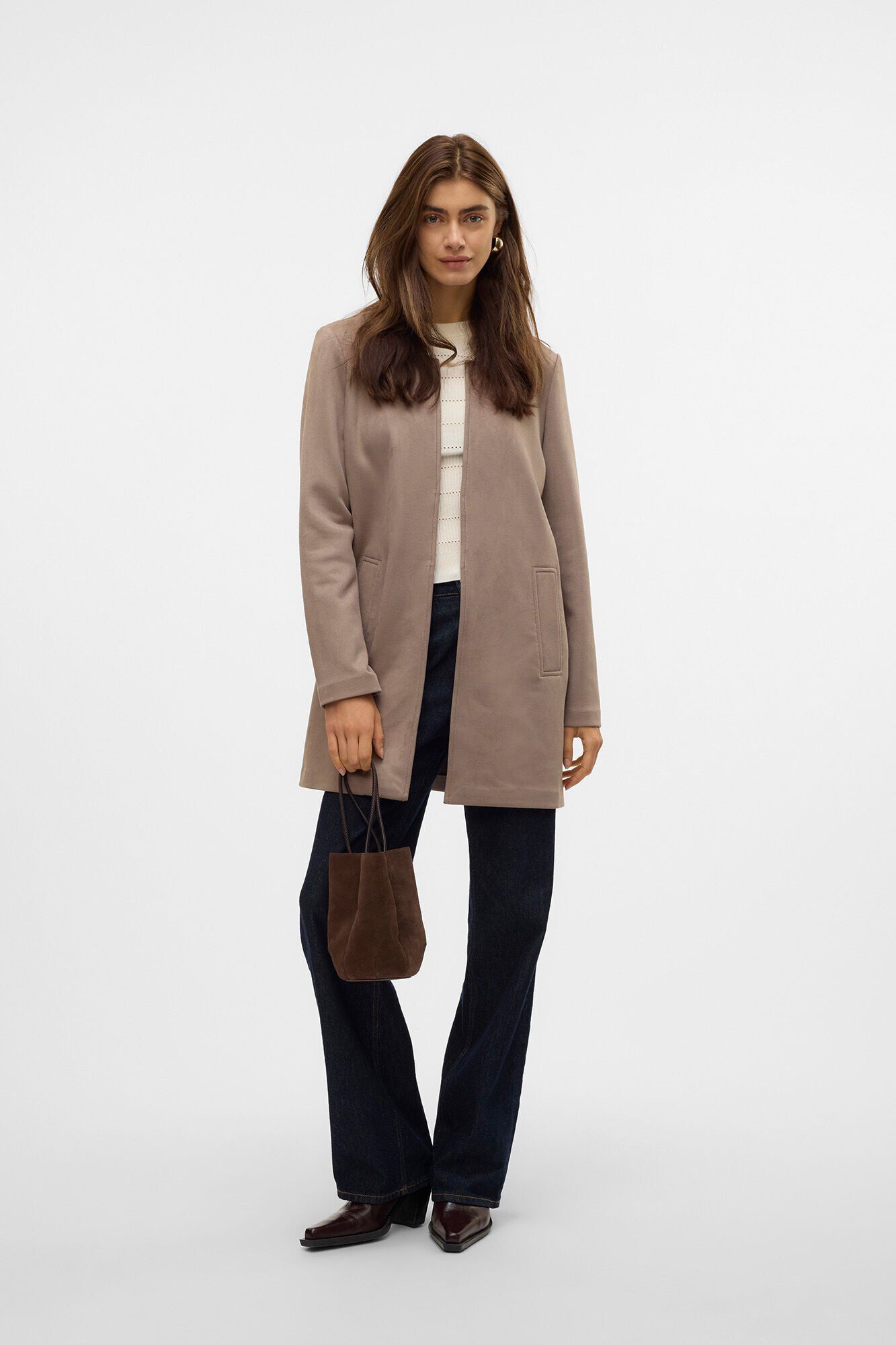 Vero Moda Abrigo fino efecto ante