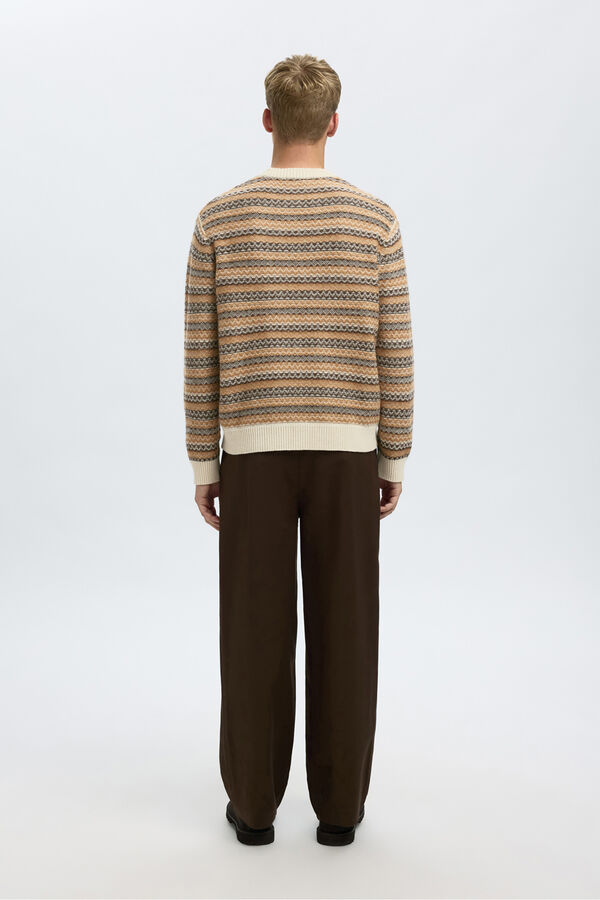 Selected Jersey lana cuello caja Beige