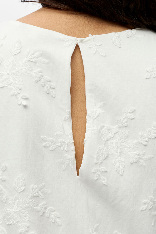 Object Top com mangas bufantes bordado Branco