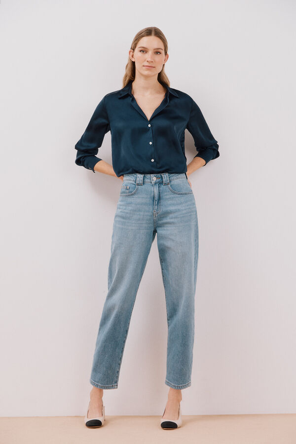 Cortefiel Camisa acetinada Azul