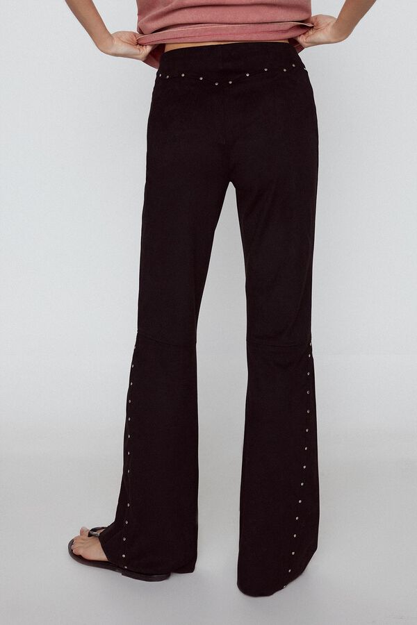 Slowlove Cal&ccedil;as efeito camur&ccedil;a tachas Preto