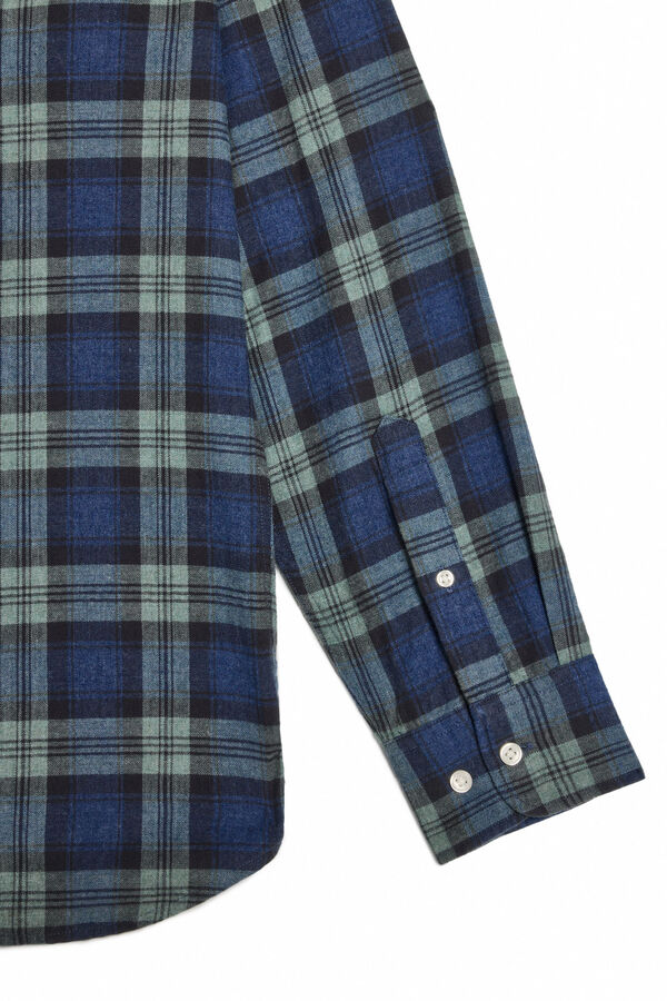OOTO Camisa cuadro tartán manga larga Estampado verde