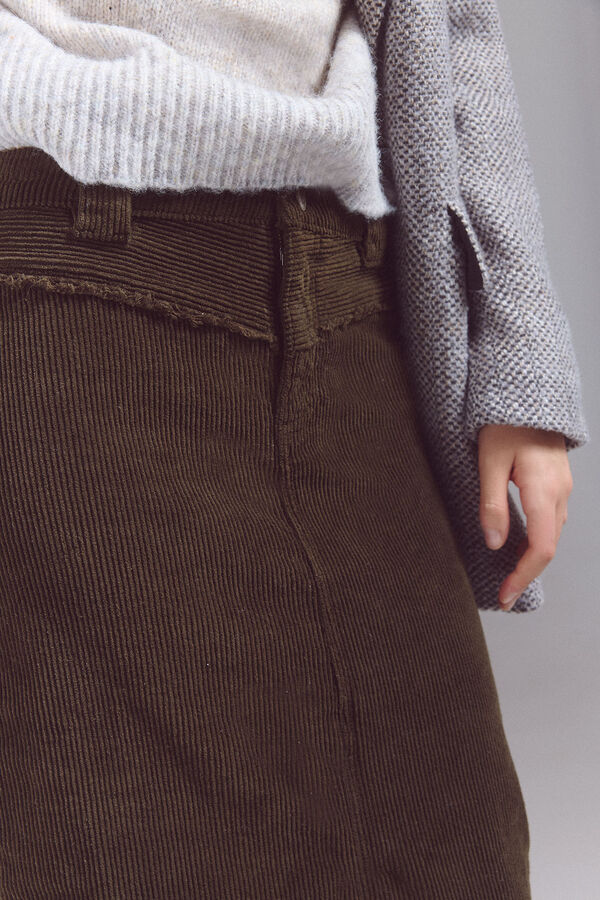 Slowlove Falda corduroy canes&uacute; Kaki