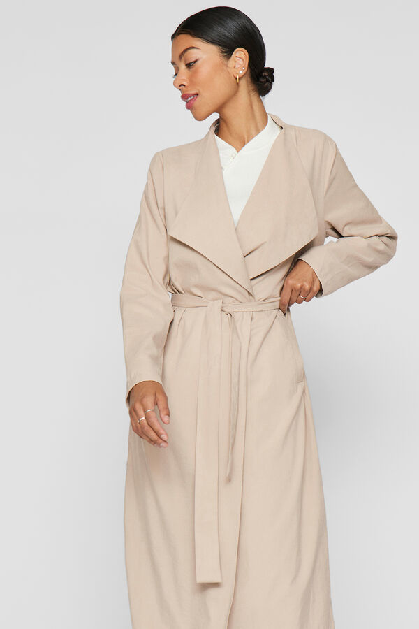 Vila Gabardina larga anudada Beige