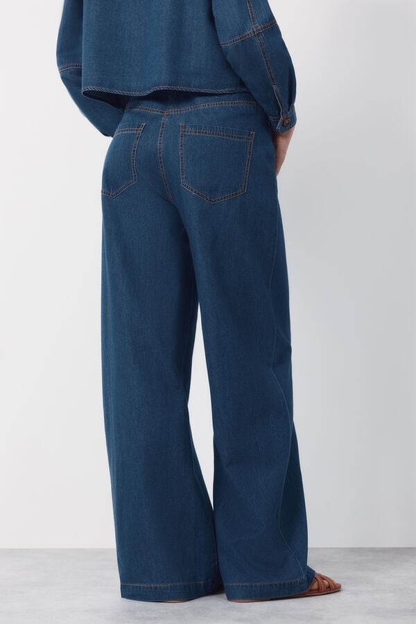 Cortefiel Jean Palazzo Soft Azul
