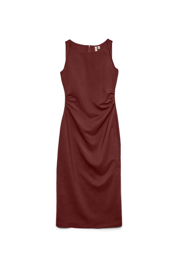 Vero Moda Vestido comprido com costuras franzidas Castanho