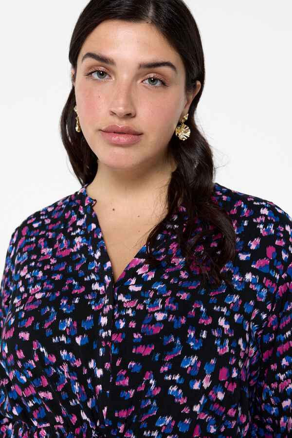 Evoked by Vila Vestido curto curvil&iacute;neo manga comprida Preto