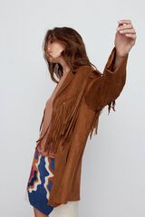 Slowlove Sobrecamisa flecos efecto ante Beige