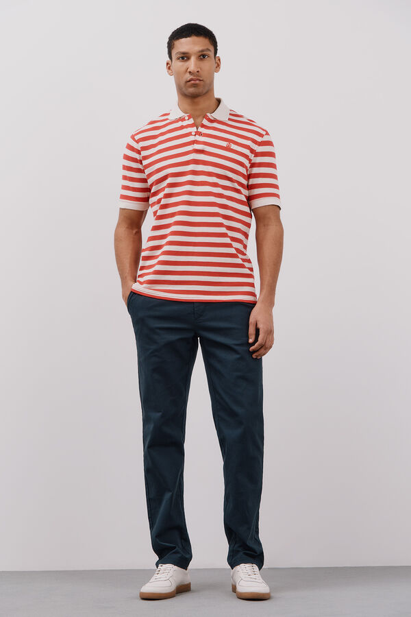 Cortefiel Polo piqu&eacute; de rayas Marfil