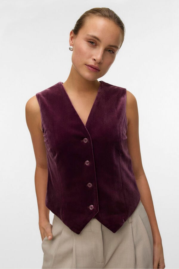 Vero Moda Chaleco de terciopelo Morado